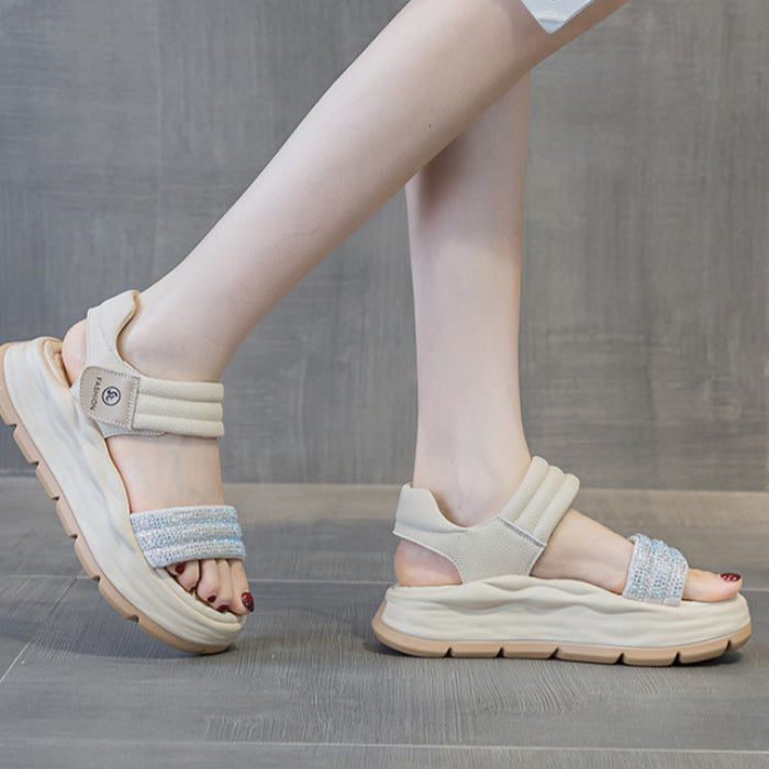 Women's Stylish Leather Summer Casual Velcro Sandals-RAIIFY