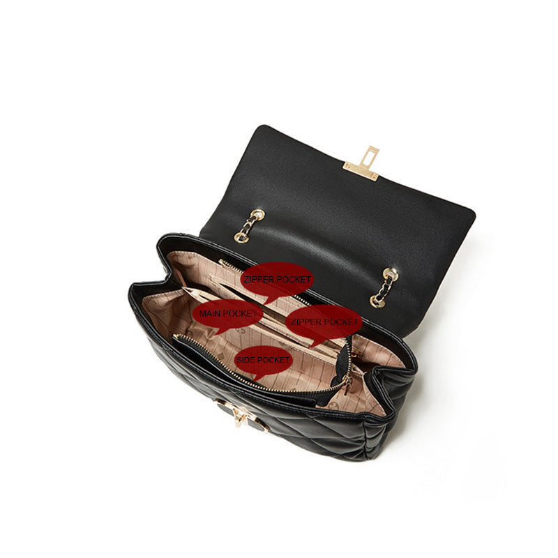 Women's Fashion Quilted Leather Chian Cross Body Bag