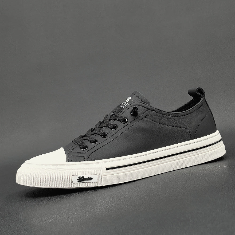 Men Casual Minimalist Leather Slip-on Flat Shoes-RAIIFY
