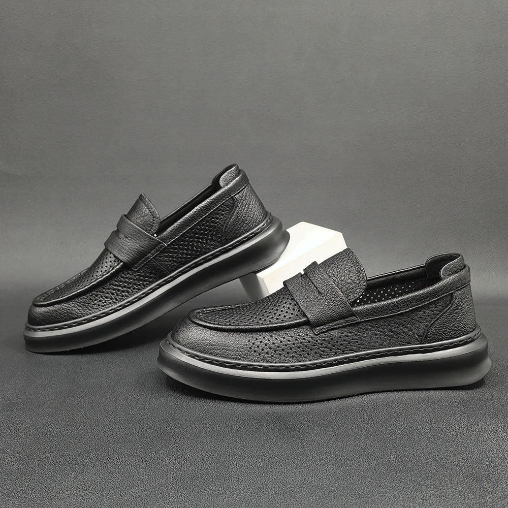 Men Minimalist Breathable Hollow Leather Casual Loafers-RAIIFY