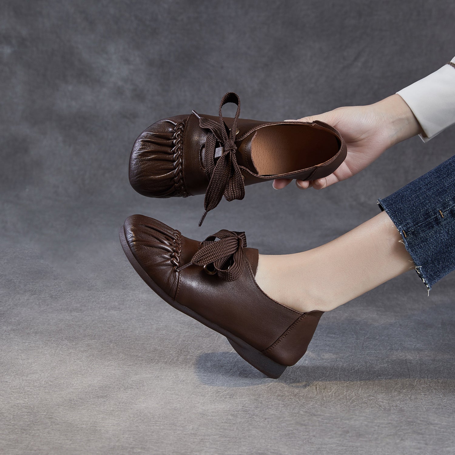 Women's Handmade Vintage Leather Lace-up Casual Shoes-RAIIFY