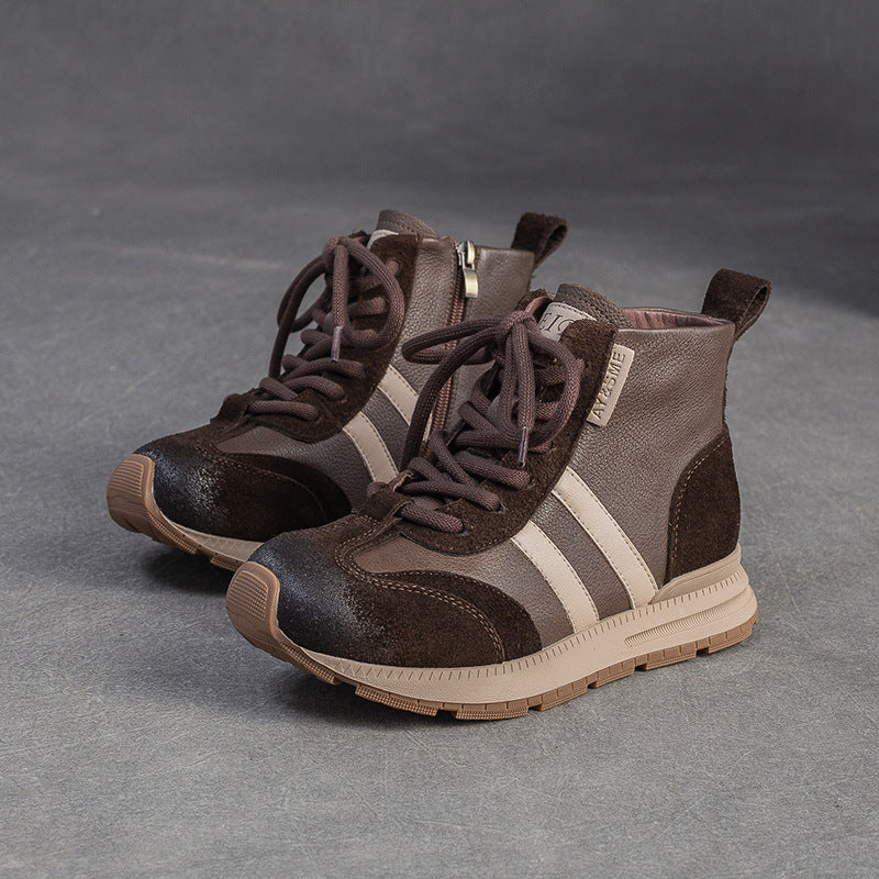 Women's Fashion Color-Blocked Flat Ankle Boots-RAIIFY