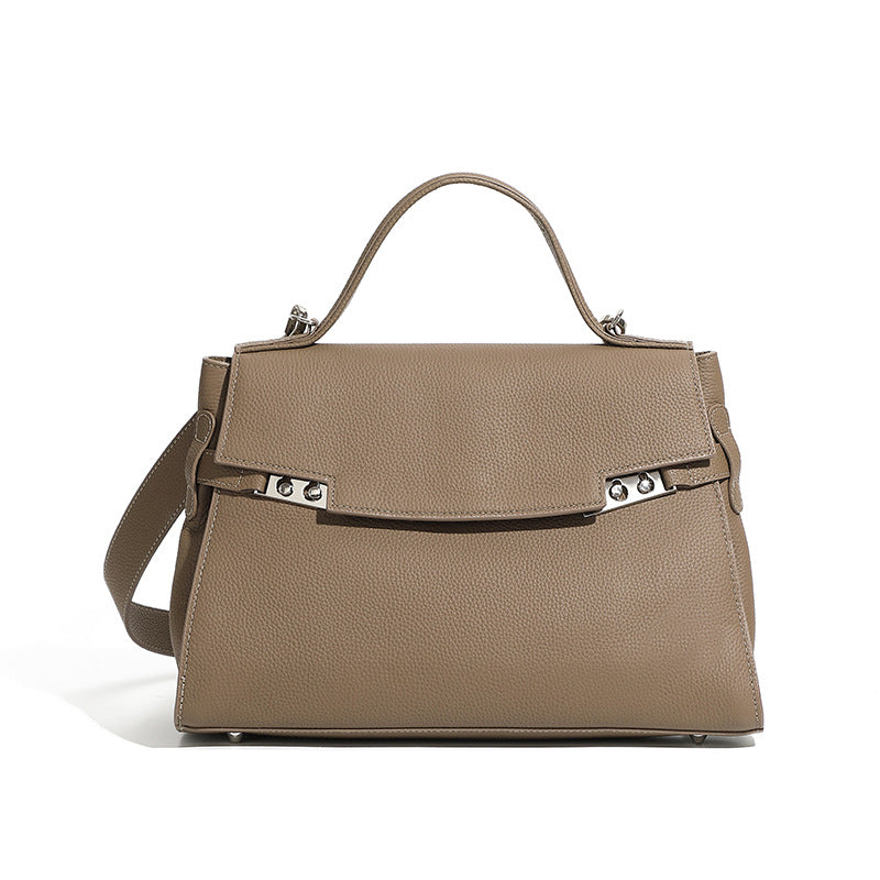 Women's Minimalist Fashion Plain Leather Satchel Bag-RAIIFY