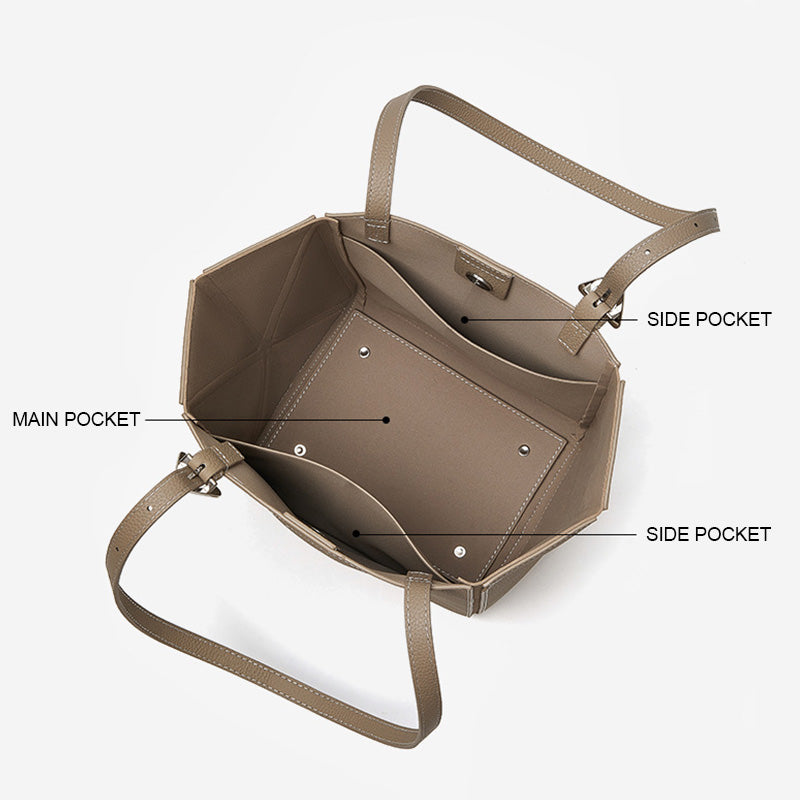 Women’s Fashion Leather Convertible Geometric Tote Bag-RAIIFY