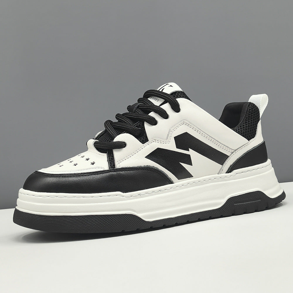 Men Fashion Quilted Leather Casual Court Sneakers-RAIIFY