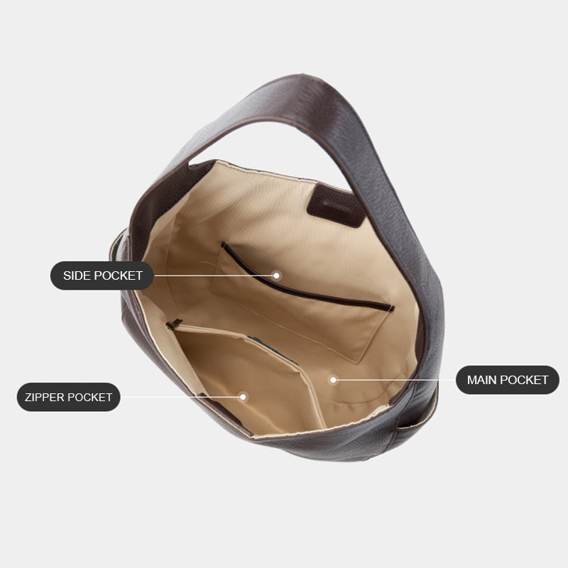 Women's Minimalism Plain Soft Leather Shoulder Tote Bag-RAIIFY