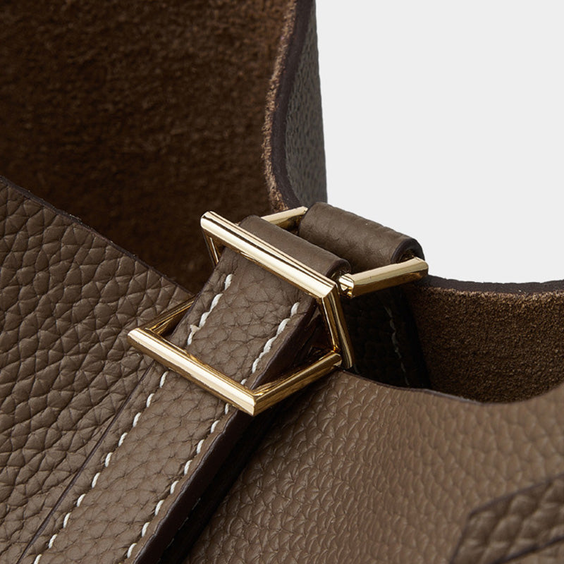 Women's Fashion Plain Leather Bucket Bag-RAIIFY