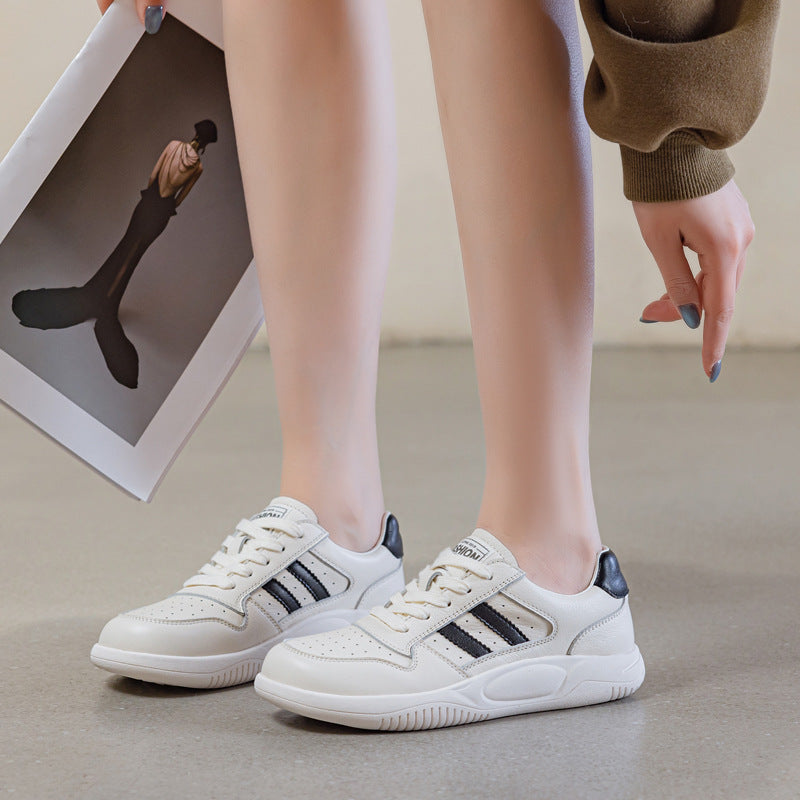 Women's Breathable Leather Comfort Court Sneakers-RAIIFY