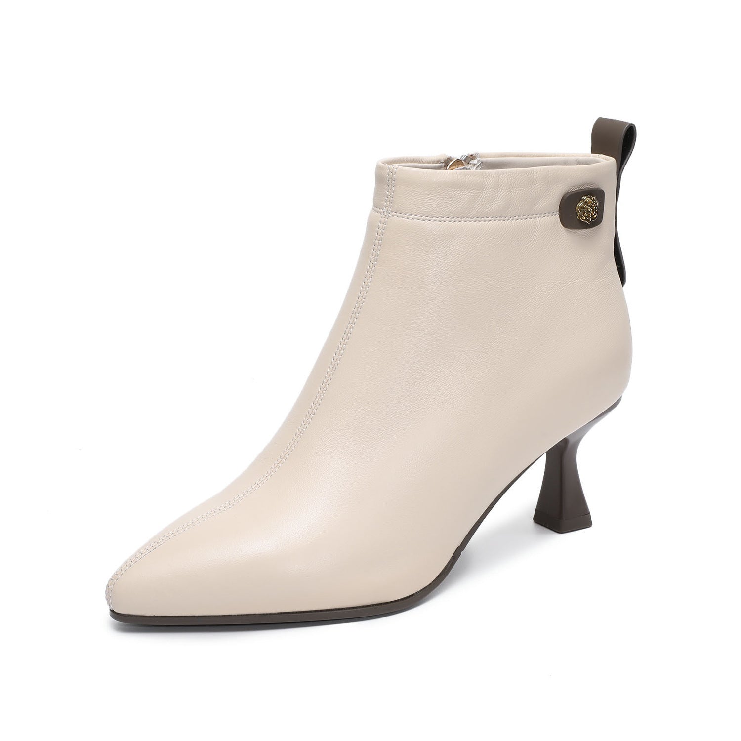 Women's Fashion Leather Furred High Heel Ankle Boots-RAIIFY