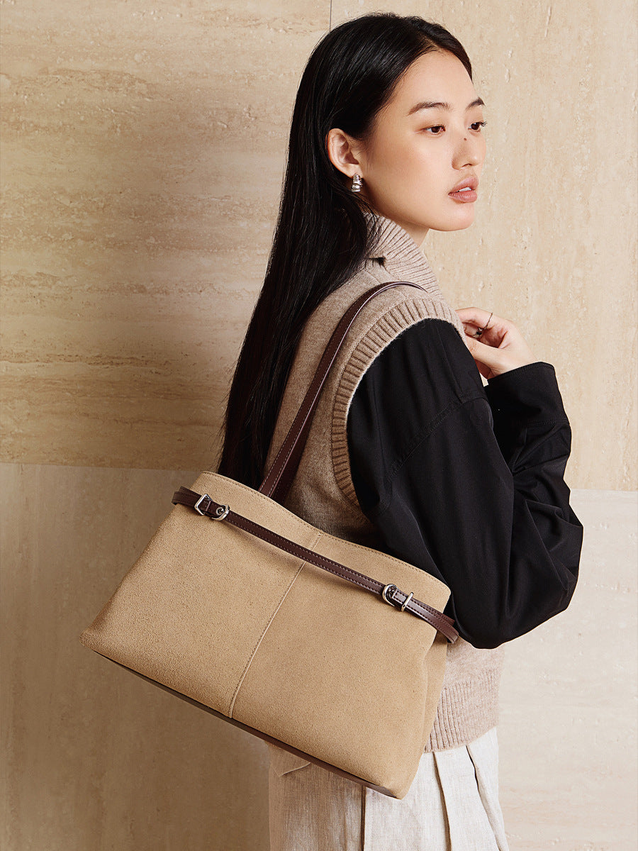 Women’s Vintage Suede Leather Casual Tote Bag-RAIIFY