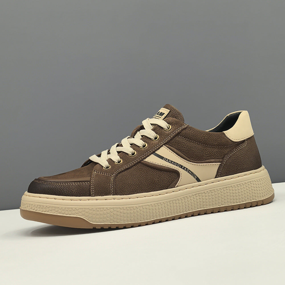 Men Fashion Quilted Leather Flat Casual Sneakers-RAIIFY