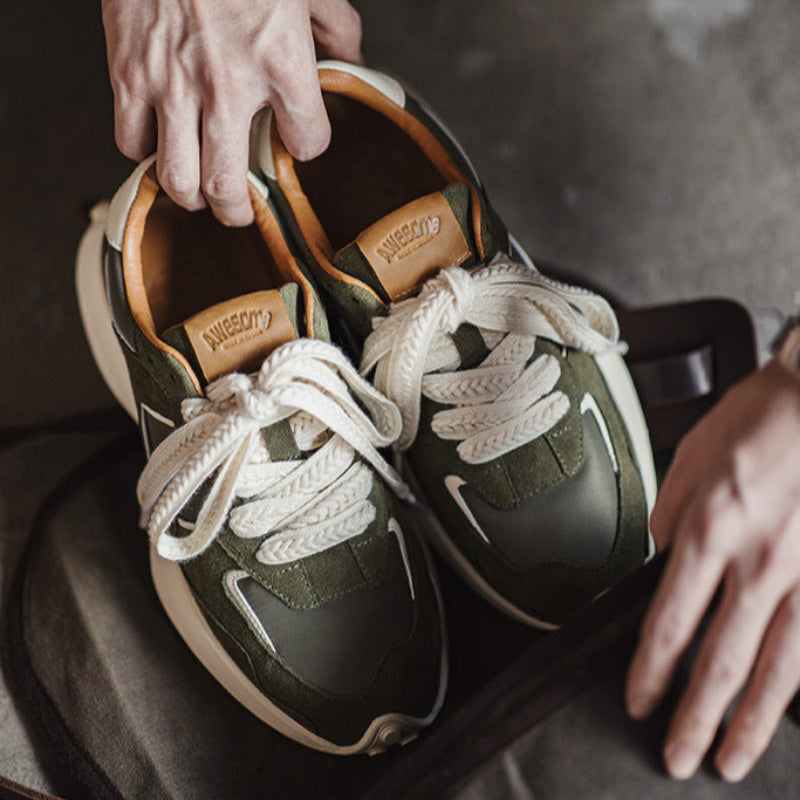 Men's Fashion Patchwork Leather Breathable Casual Sneakers-RAIIFY