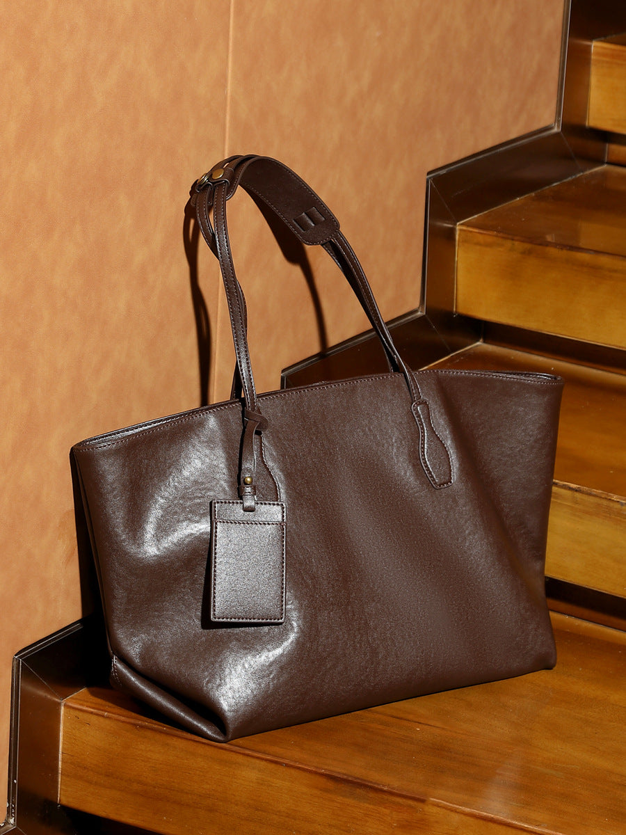 Women’s Retro Leather Large Capacity Tote Bag-RAIIFY
