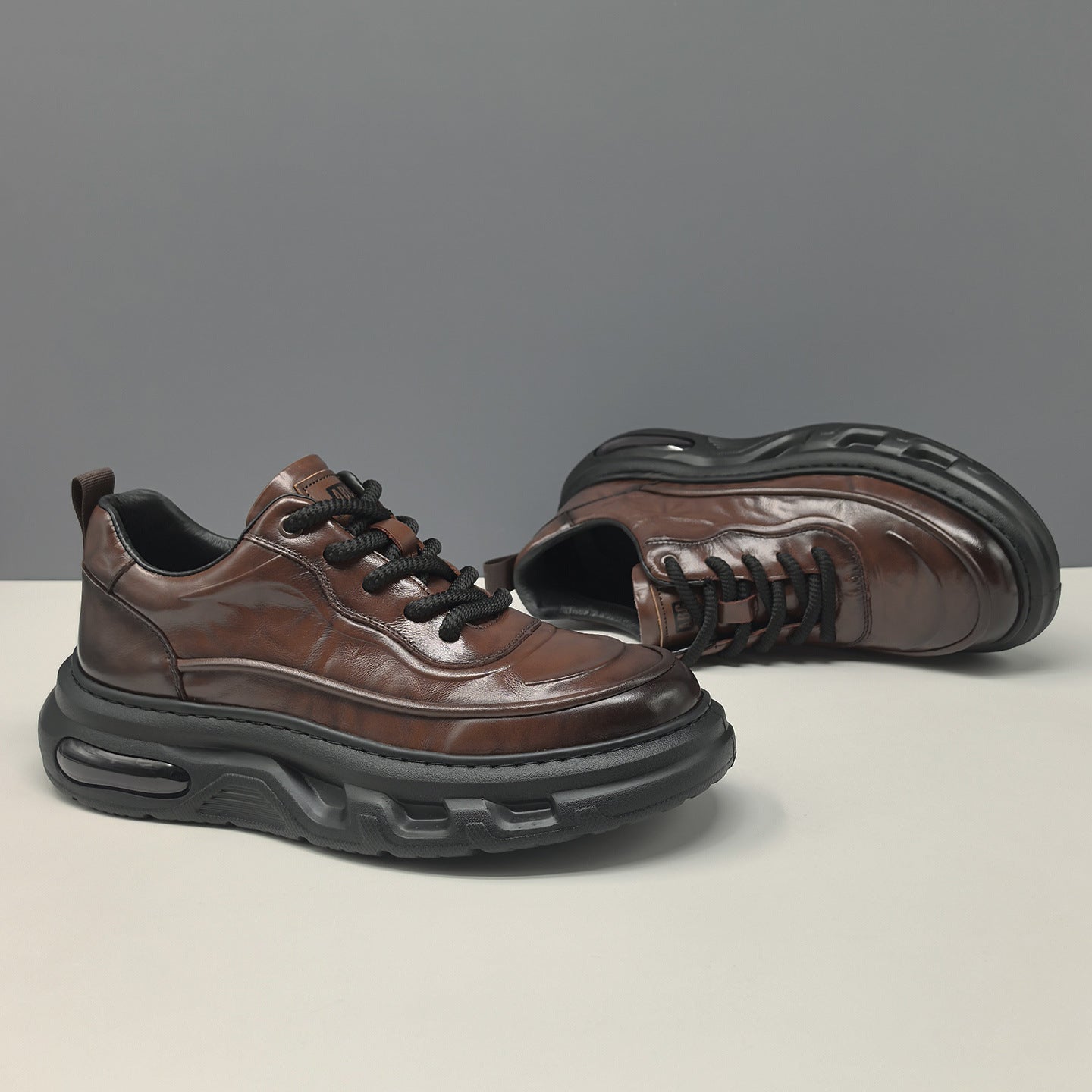 Men's Retro Plain Leather Casual Shoes-RAIIFY