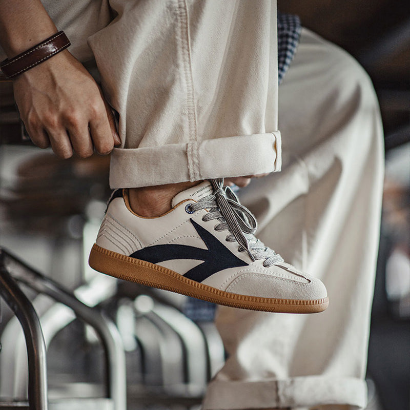 Men Low Retro Patchwork Leather Casual Training Sneakers-RAIIFY