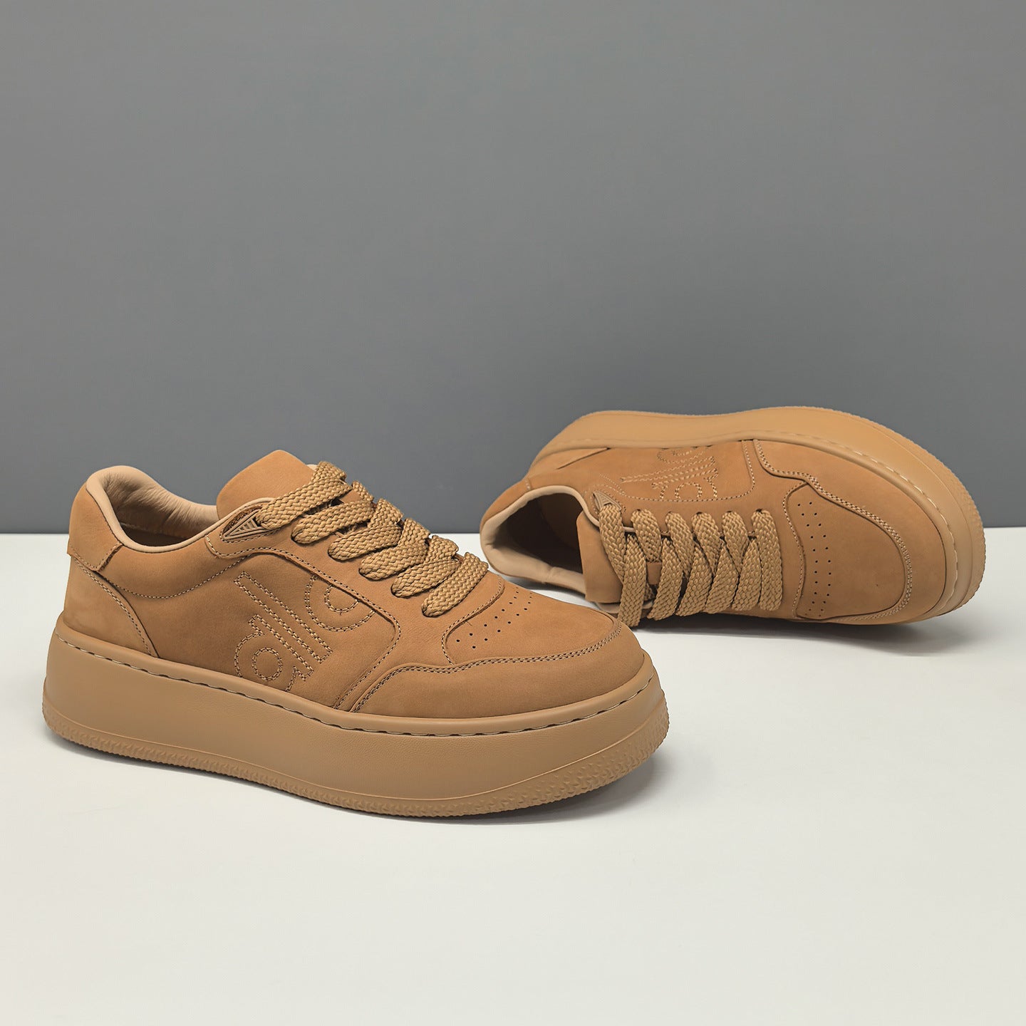 Men's Minimalist Plain Leather Casual Sneakers-RAIIFY