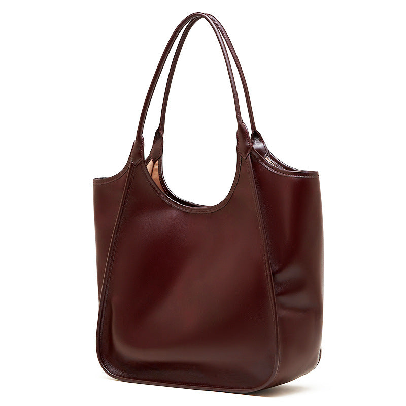 Women’s Vintage Soft Leather Shoulder Tote Bag-RAIIFY