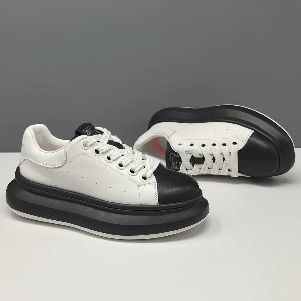 Men's Leather Minimalist Fashion Platform Sneakers-RAIIFY