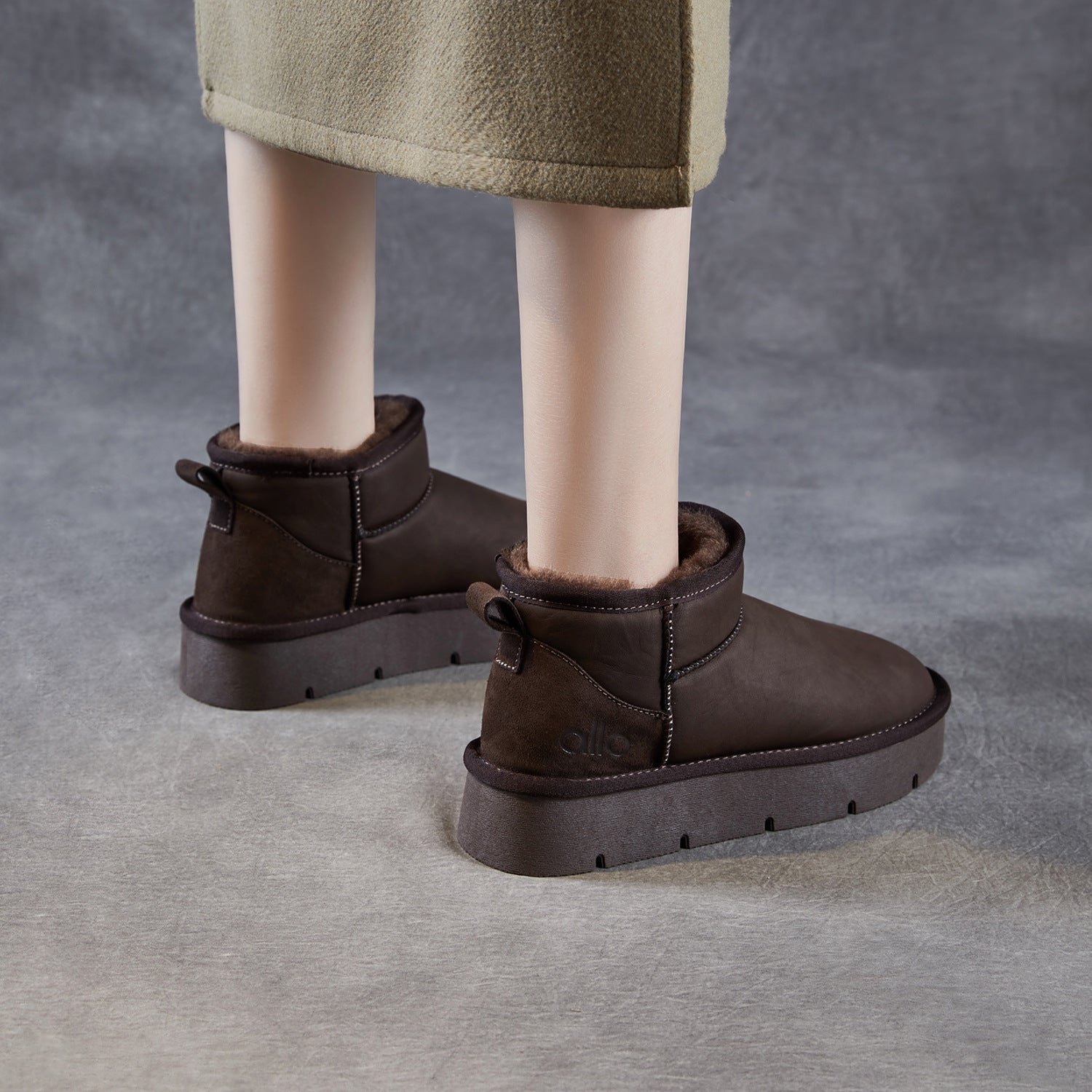 Women's Winter Furred Suede Flat Ankle Boots-RAIIFY