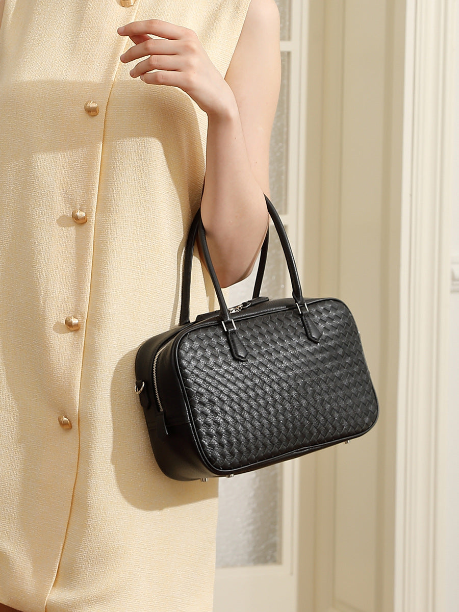 Women's Fashion Plain Woven Leather Purse-RAIIFY