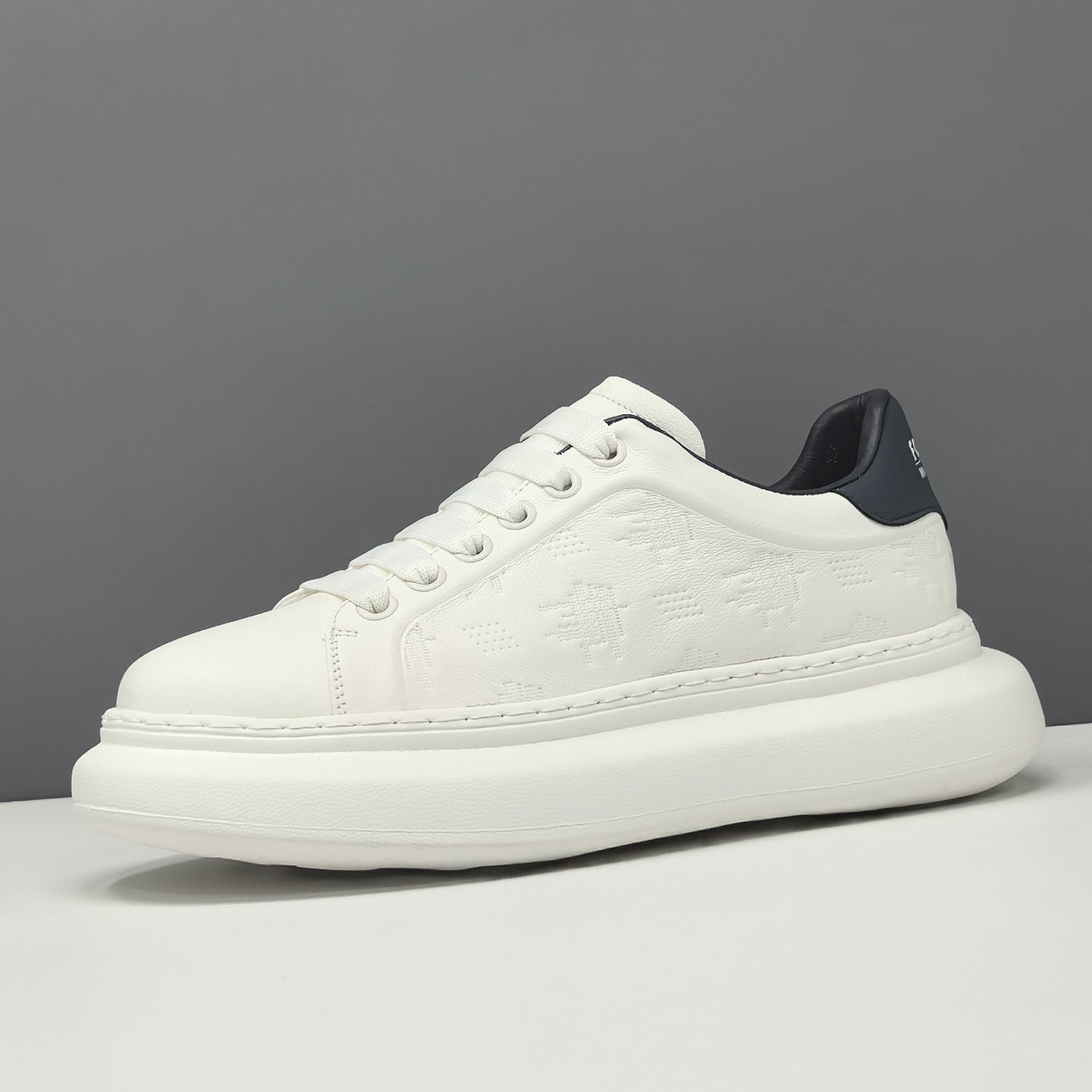 Men's Fashion Embossed Leather Flat Casual Sneakers-RAIIFY