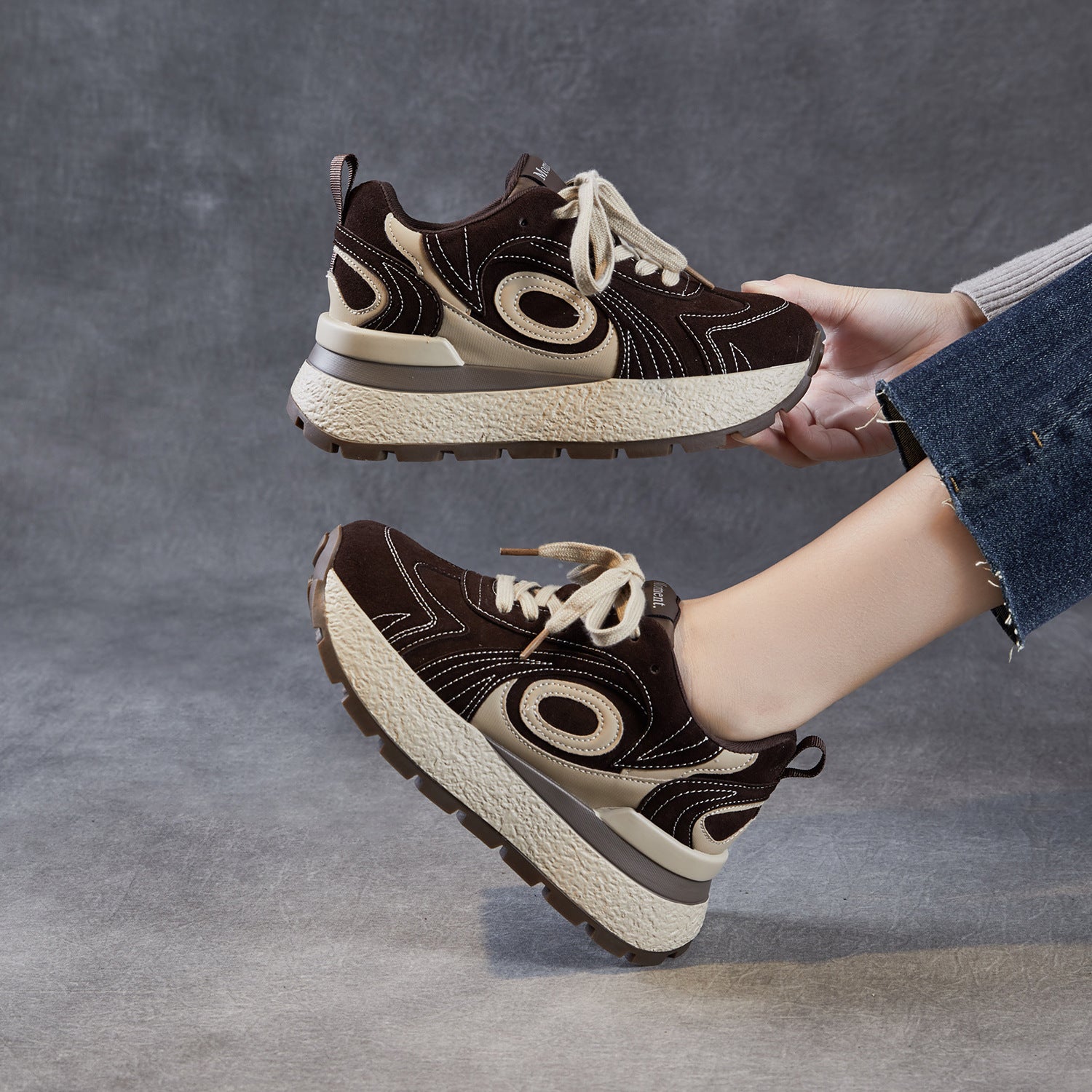 Women's Fashion Quilted Leather Chunky Platform Sneakers-RAIIFY