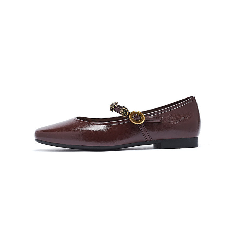 Women's Plain Elegant Casual Mary Jane Flats-RAIIFY