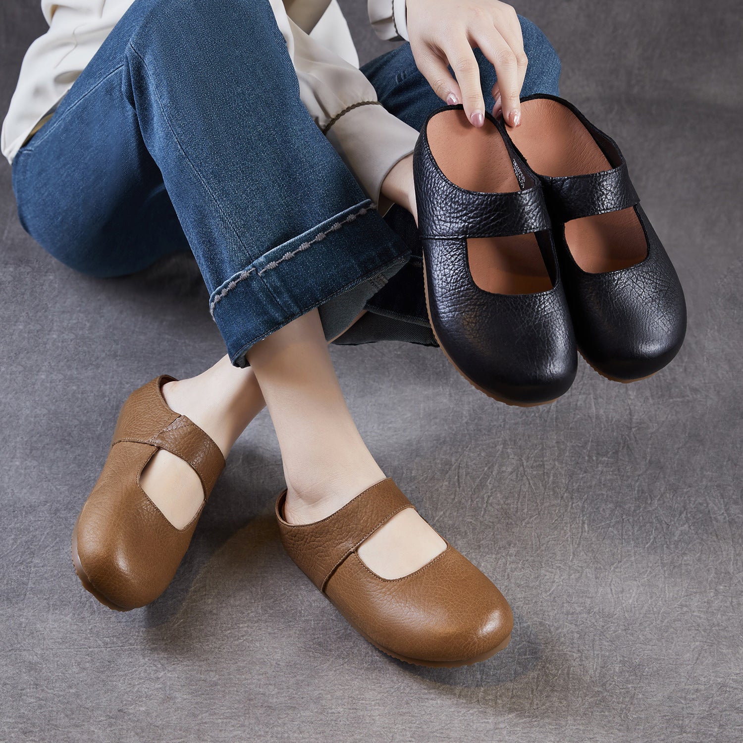 Women's Genuine Leather Slip-On Birkenstock Style Mules-RAIIFY