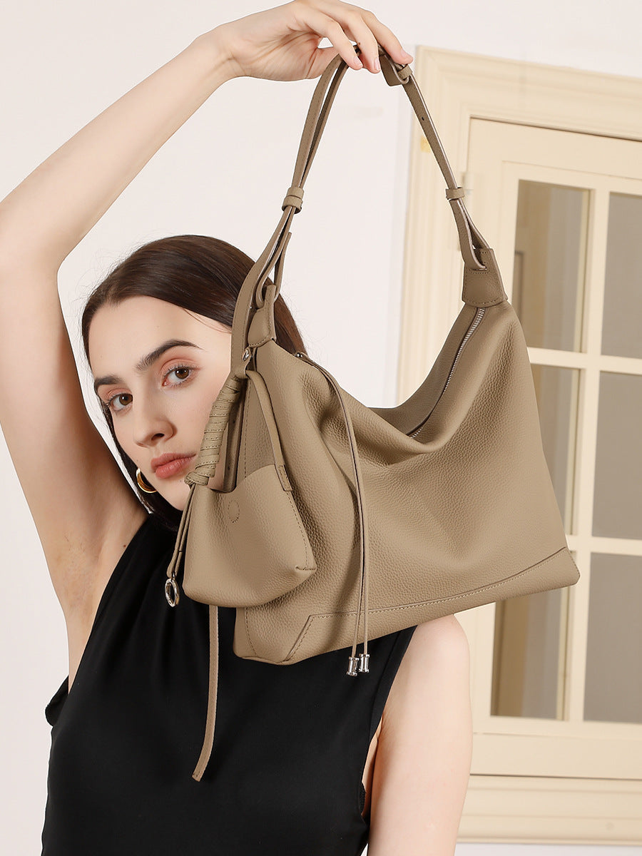 Women's Fashion Plain Leather Minimalist Tote Bag-RAIIFY