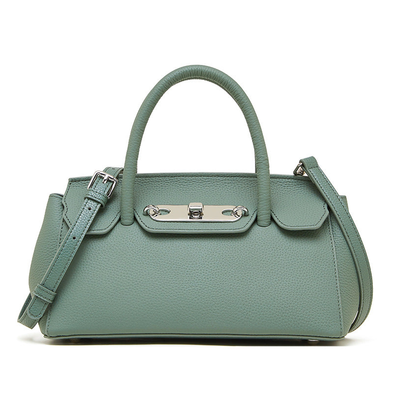 Women's Plain Cowhide Leather Fashion Satchel Bag-RAIIFY