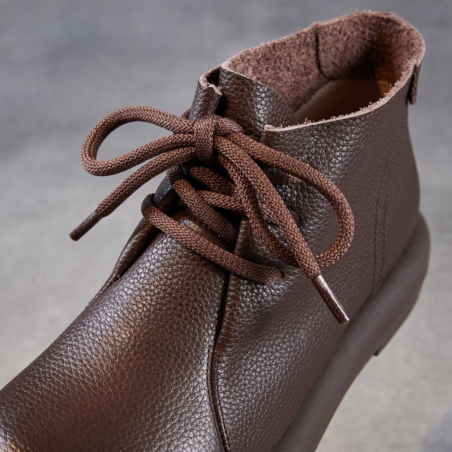 Women's Retro Soft Plain Leather Ankle Boots-RAIIFY