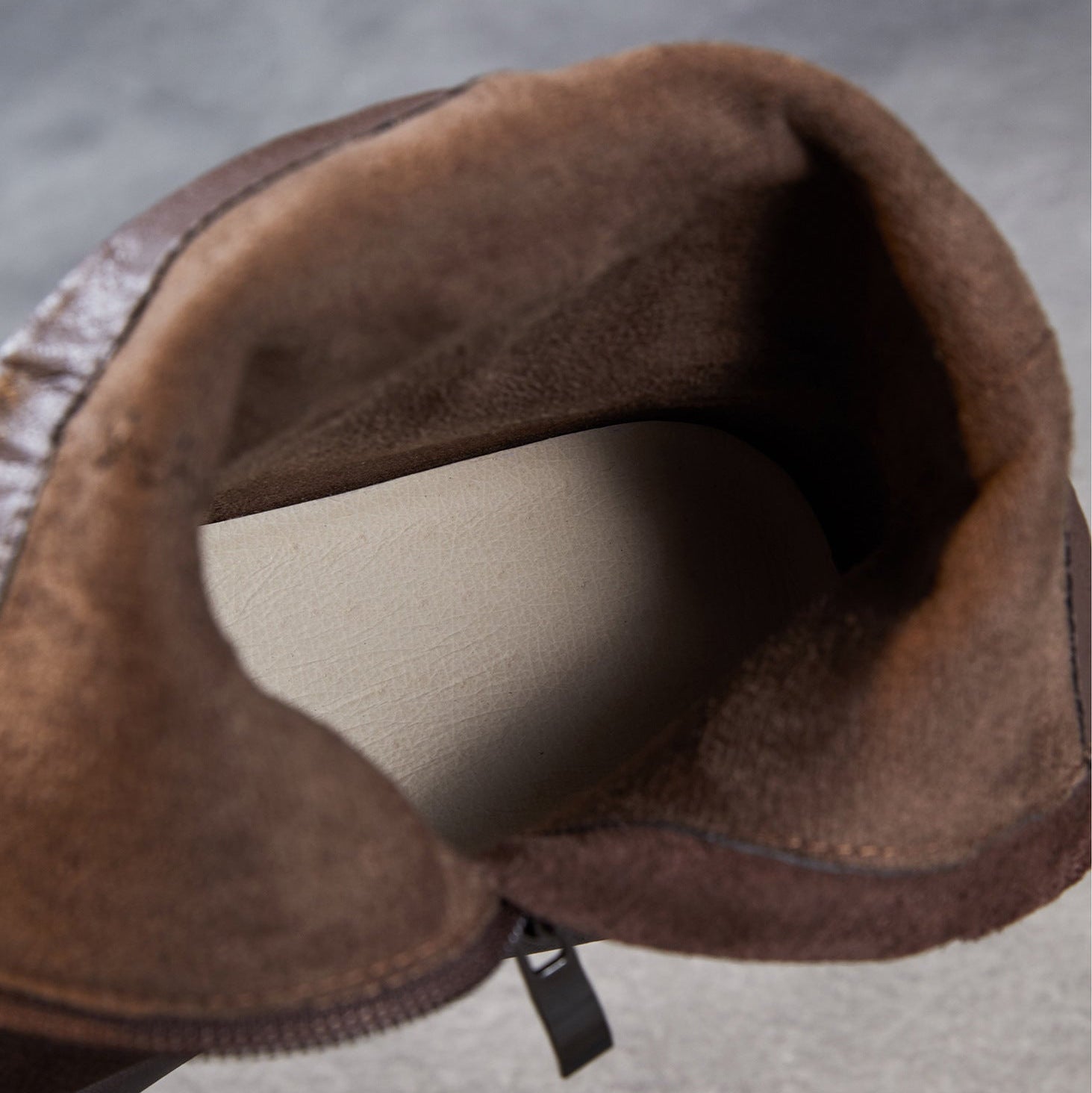 Women's Vintage Plain Leather Motorcycle Boots-RAIIFY