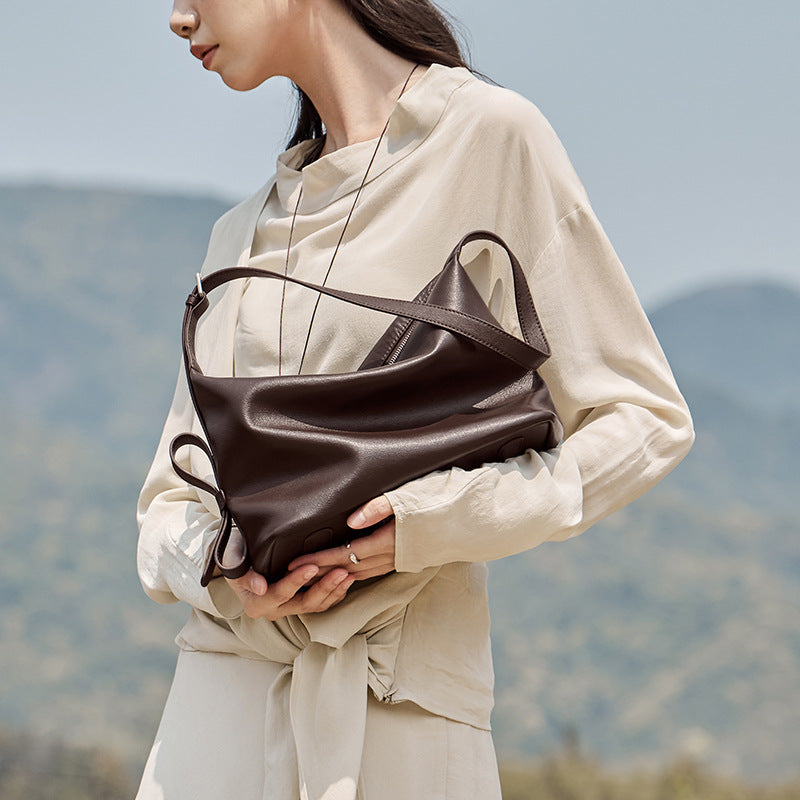 Women's Genuine Leather Soft Casual Hobo Bag-RAIIFY