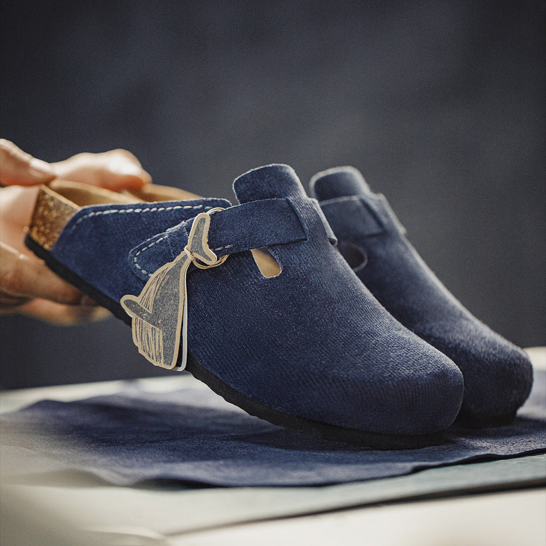 Men's Retro Suede Cork Footbed Comfort Mules-RAIIFY