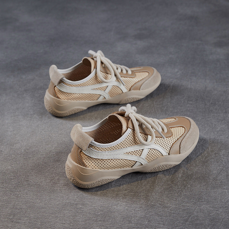 Women Fashion Hollow Breathable Leather Casual Training Shoes-RAIIFY