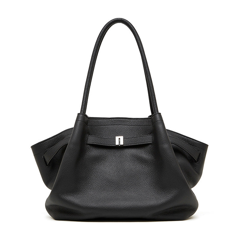 Women's Stylish Plain Cowhide Casual Shoulder Tote Bag-RAIIFY
