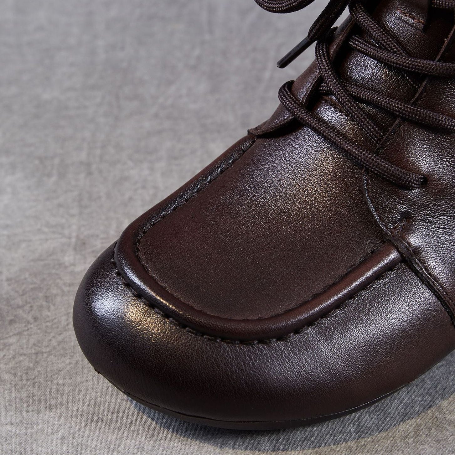 Women's Retro Leather Low Block Ankle Boots-RAIIFY