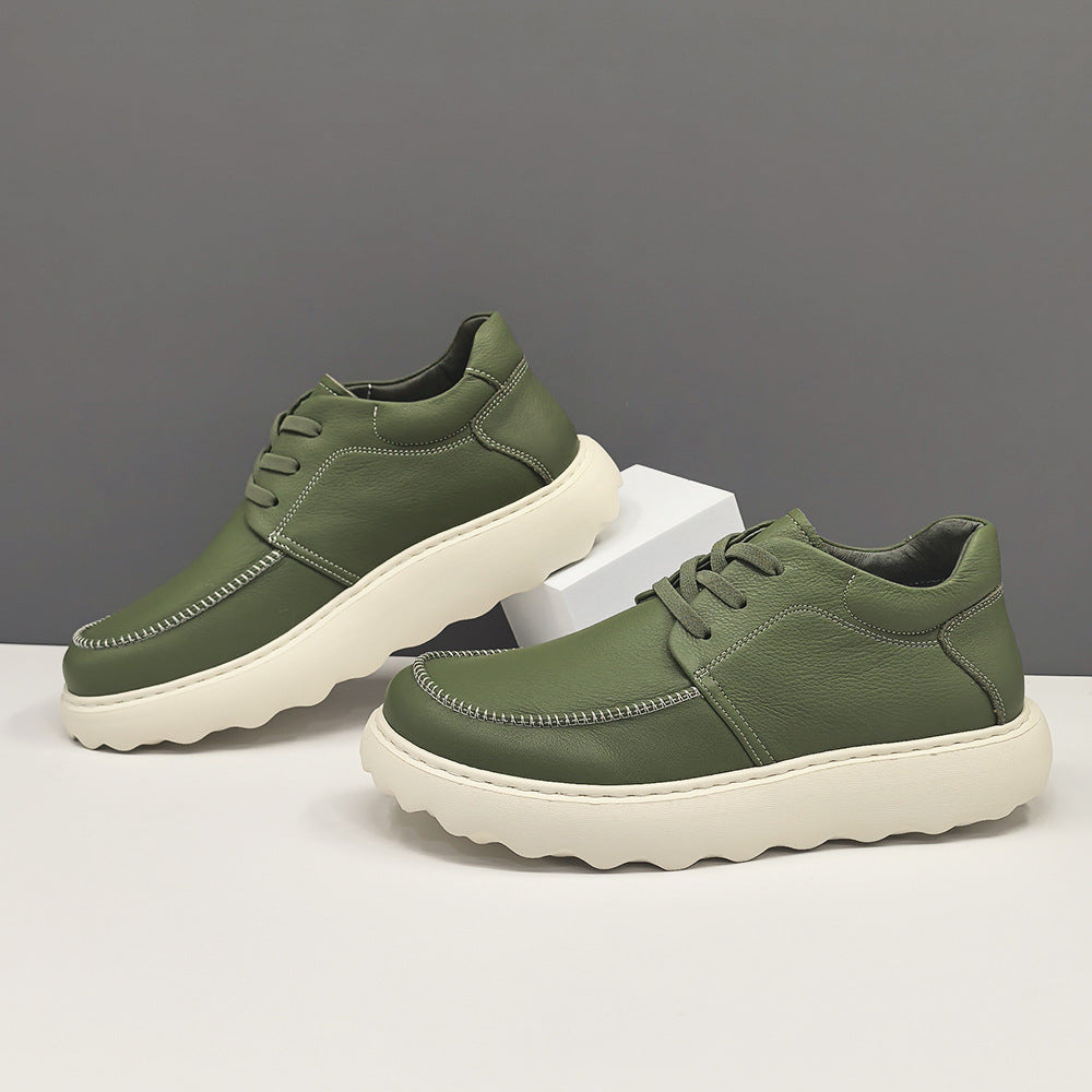 Men Minimalism Solid Leather Casual Shoes-RAIIFY
