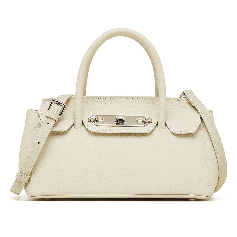 Women's Plain Cowhide Leather Fashion Satchel Bag-RAIIFY