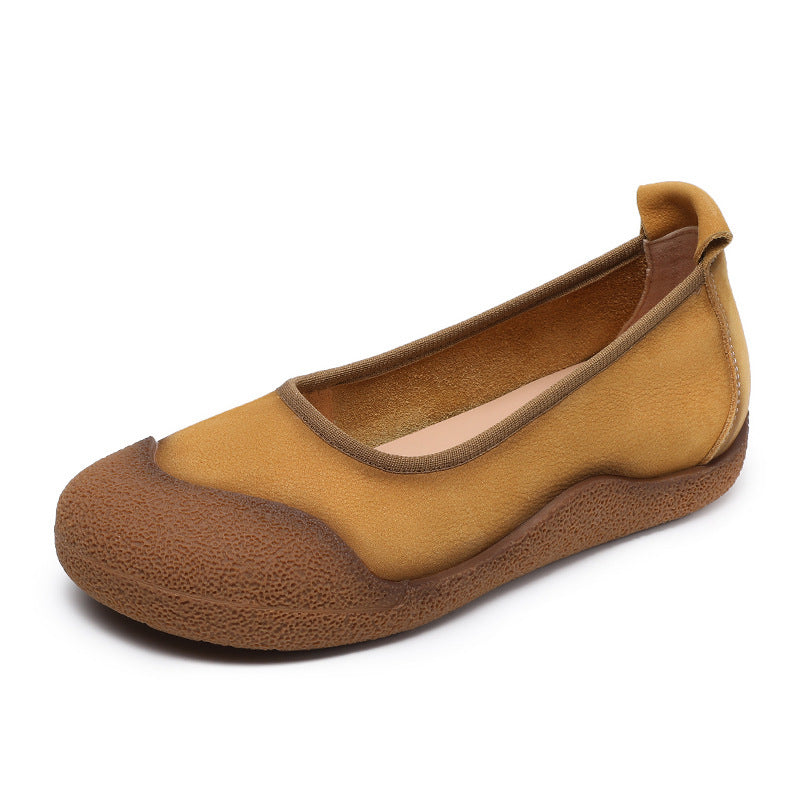 Women Vintage Leather Low Top Casual Flats-RAIIFY