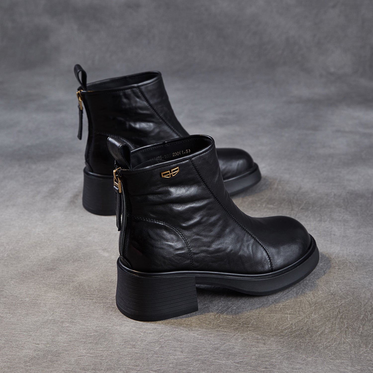 Women's Plain Leather Furred Winter Ankle Boots-RAIIFY