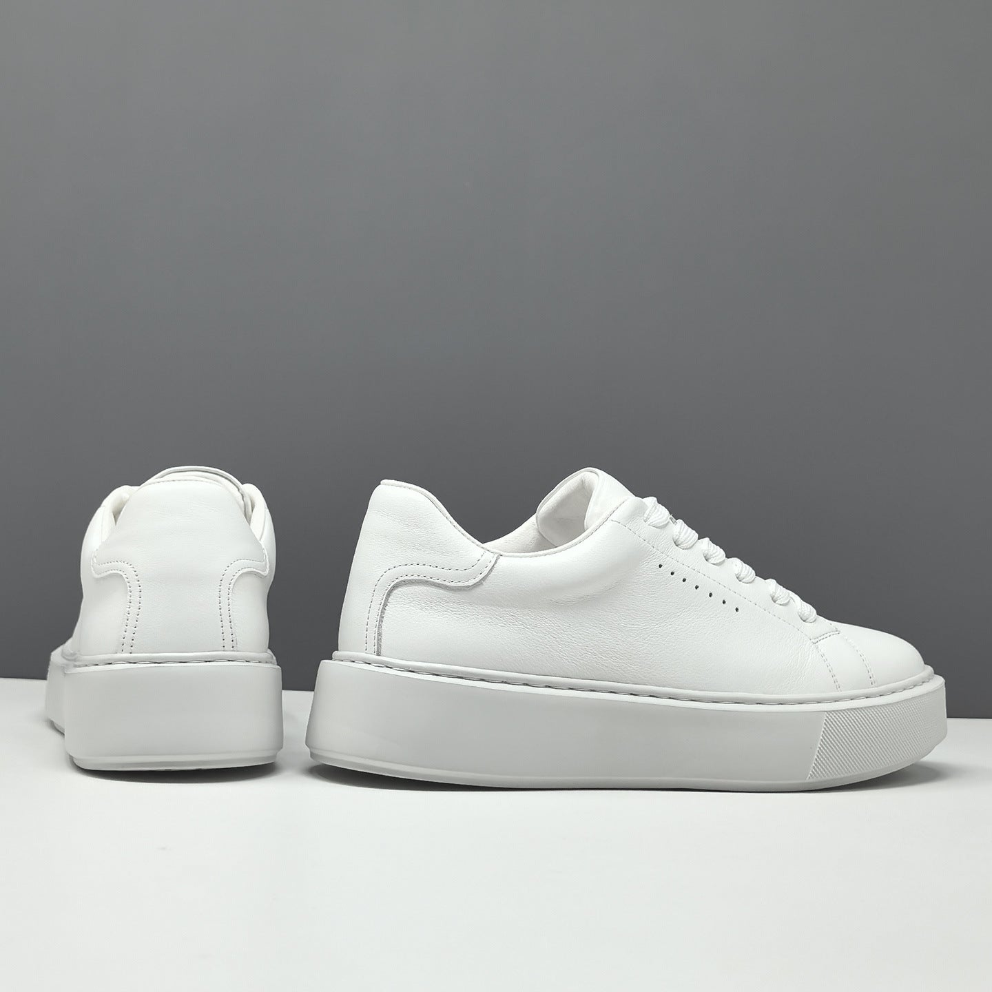 Men's Minimalist Plain Leather Breathable Skate Shoes-RAIIFY