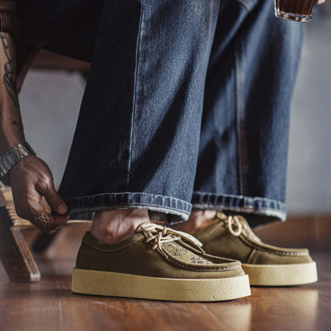 Men's Retro Leather Flat Thick Soled Casual Shoes-RAIIFY