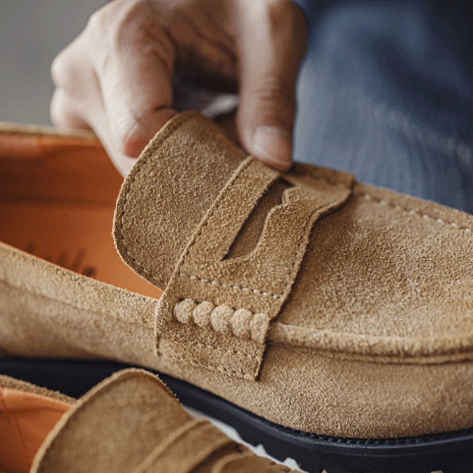 Men's Vintage Plain Suede Casual Loafers-RAIIFY