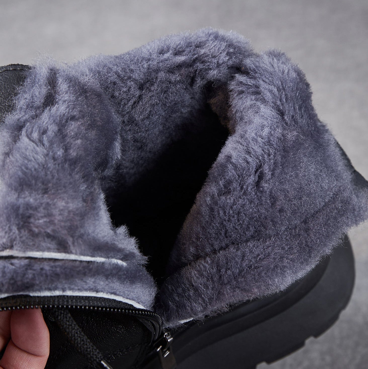 Women's Plain Leather Furred Ankle Snow Boots-RAIIFY