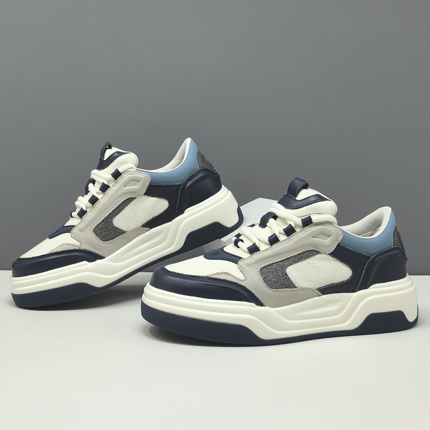 Men's Fashion Color Blocked Leather Casual Sneakers-RAIIFY