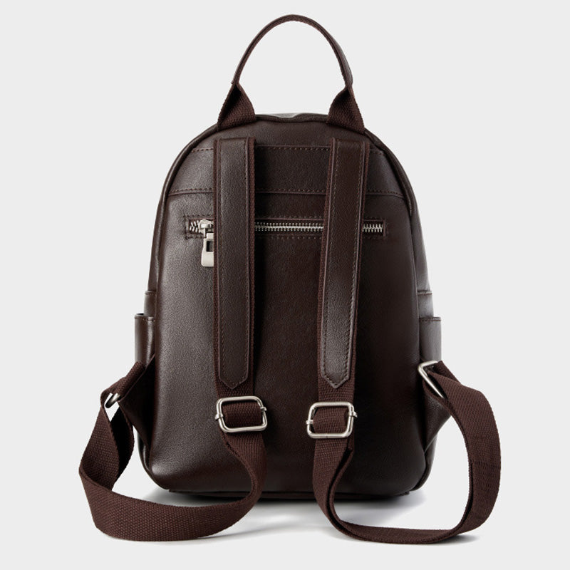 Women Soft Plain Cowhide Urban Casual Backpack-RAIIFY