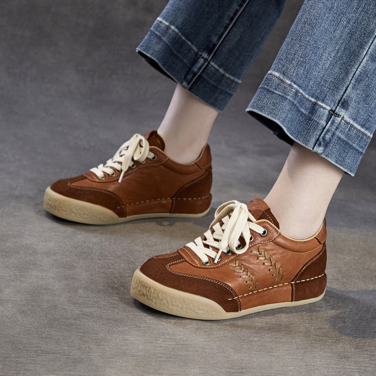 Women's Retro Quilted Leather Flat Casual Shoes-RAIIFY