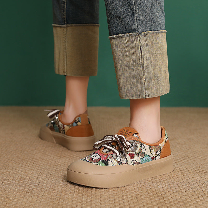 Women's Fashion Pattern Canvas Flat Casual Shoes-RAIIFY