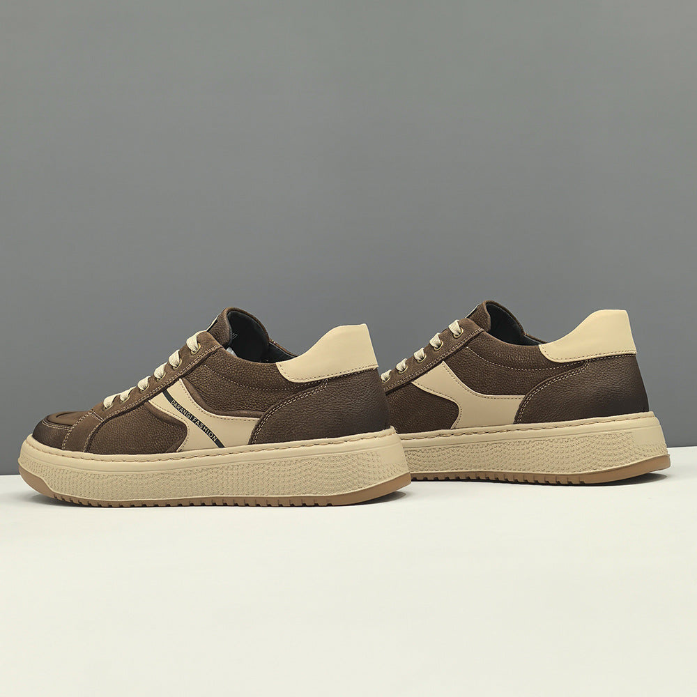 Men Fashion Quilted Leather Flat Casual Sneakers-RAIIFY